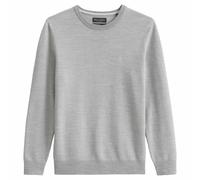 Rundhalspullover MARC O'POLO, Herren, Gr. L, grau (silber gray melange), Strick, Obermaterial: 100% Baumwolle, casual, Rundhals, Langarm Bündchen, Pullover, in Piqué-Struktur (50516458-L) silber gray