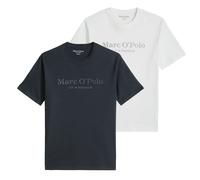 Marc O'Polo Herren T-Shirt, 2er Pack - Big-Logo, Regular Fit, Baumwolle, Logoprint, uni Blau/Weiß XL