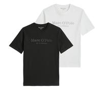 Marc O'Polo Herren T-Shirt, 2er Pack - Big-Logo, Regular Fit, Baumwolle, Logoprint, uni Schwarz/Weiß / 3XL XXXL Mehrfarbig