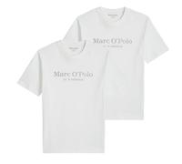Marc O'Polo Herren T-Shirt, 2er Pack - Big-Logo, Regular Fit, Baumwolle, Logoprint, uni Weiß 2XL