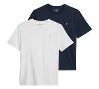 Marc O'Polo Herren T-Shirt, 2er Pack - Kjer, Rundhals, Regular Fit, Baumwolle Dunkelblau/Weiß / 3XL XXXL Mehrfarbig