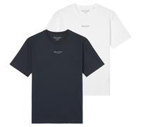 Marc O'Polo Herren T-Shirt, 2er Pack - Medium-Logo, Regular Fit, Baumwolle, Logoprint, uni L Mehrfarbig