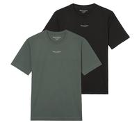 Marc O'Polo Herren T-Shirt, 2er Pack - Medium-Logo, Regular Fit, Baumwolle, Logoprint, uni Schwarz/Grün 3XL
