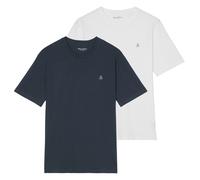 Marc O'Polo Herren T-Shirt, 2er Pack - Small-Logo, Regular Fit, Baumwolle, uni Blau/Weiß / 3XL XXXL Mehrfarbig