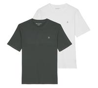 Marc O'Polo Herren T-Shirt, 2er Pack - Small-Logo, Regular Fit, Baumwolle, uni Dunkelgrün/Weiß / 2XL XXL Mehrfarbig