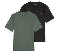 Marc O'Polo Herren T-Shirt, 2er Pack - Small-Logo, Regular Fit, Baumwolle, uni Schwarz/Grün / L L Mehrfarbig