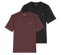 Marc O'Polo Herren T-Shirt, 2er Pack - Small-Logo, Regular Fit, Baumwolle, uni Schwarz/Rot M