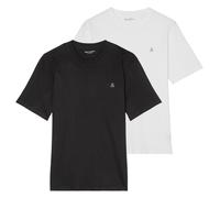 Marc O'Polo Herren T-Shirt, 2er Pack - Small-Logo, Regular Fit, Baumwolle, uni Schwarz/Weiß / 3XL XXXL Mehrfarbig