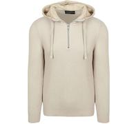 Marc O'Polo Hooded Half Zip Pullover Structured Bi-Colour Ecru - Größe L Wollweiß L