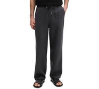 Chinohose MARC O'POLO "aus feinem Leinen", Herren, Gr. 32, Länge 32, schwarz, Obermaterial: 100% Leinen, unifarben, loose fit normal, Hosen Chinohose (61731532-32) schwarz