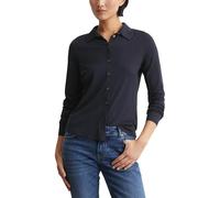 Blusenshirt MARC O'POLO, Damen, Gr. XS, blau, Single Jersey, Obermaterial: 97% Viskose, 3% Elasthan, Basic, regular fit hüftlang, hoch geschlossener Ausschnitt, Manschette mit Knöpfen, Shirts Blusensh