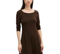 Jerseykleid MARC O'POLO "aus Bio-Baumwoll-Stretch", Damen, Gr. L, Normalgrößen, Langarm, braun (burnt coffee), Obermaterial: 95% Baumwolle, 5% Elasthan, unifarben, weit lang, U-Boot-Ausschnitt, normal