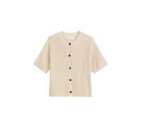 Cardigan MARC O'POLO "aus Heavy Weight Cotton", Damen, Gr. S, beige (sandy melange), Obermaterial: 100% Baumwolle, unifarben, casual, loose fit, Rundhals, Kurzarm, Strickjacken (68732136-S) sandy mela