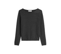 Strickpullover MARC O'POLO "aus softem Baumwolle-Schurwolle-Mix", Damen, Gr. S, night grau melange, Obermaterial: 45% Baumwolle, 27% Polyamid, 20% Schurwolle, 5% Alpaka, 3% Elasthan, unifarben, U-Boot