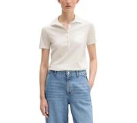 Poloshirt MARC O'POLO "mit Material-Mix-Details", Damen, Gr. XXL, weiß cotton, Obermaterial: 100% Baumwolle, unifarben, slim fit, normaler Saum, Shirts (22346366-XXL) weiß cotton