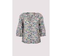 Kurzarmbluse MARC O'POLO "aus bedrucktem Baumwoll-Voile", Damen, Gr. 44, light pink, Obermaterial: 100% Baumwolle, bedruckt, regular fit normal, V-Ausschnitt, Blusen (53570009-44) light pink