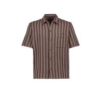 Kurzarmhemd MARC O'POLO "aus Bio-Baumwolle in Leno-Weave", Herren, Gr. L, Normalgrößen, light braun, Obermaterial: 100% Baumwolle, gestreift, regular fit normal, normaler Saum, Hemden (41261168-L) lig