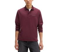 Langarm-Poloshirt MARC O'POLO "aus schwerem Bio-Baumwoll-Jersey", Herren, Gr. 3XL, schwarz burgundy, Obermaterial: 100% Baumwolle, unifarben, relaxed fit, elastischer Bund, Shirts (29470250-XXXL) schw