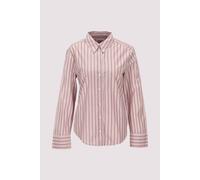 Langarmbluse MARC O'POLO "aus gestreifter Papertouch-Popeline", Damen, Gr. 34, rosa (medium pink), Obermaterial: 100% Baumwolle, gestreift, regular fit normal, Manschette, Blusen (44501313-34) medium