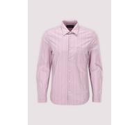 Langarmhemd MARC O'POLO "shaped aus bewegtem Bio-Baumwoll-Popeline", Herren, Gr. L, N-Gr, medium lila, Web, Obermaterial: 99% Baumwolle, 1% Elasthan, normal, 2-Knopf-Manschette, Hemden, mit Struktur u