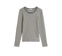 Langarmshirt MARC O'POLO "aus reiner Bio-Baumwolle", Damen, Gr. S, dunkelgrau, Obermaterial: 100% Baumwolle, gestreift, Basic, regular fit, Rundhals, normaler Saum, Shirts Langarmshirt (84917954-S) du