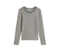 Langarmshirt MARC O'POLO "aus reiner Bio-Baumwolle", Damen, Gr. XS, dunkelgrau, Obermaterial: 100% Baumwolle, gestreift, Basic, regular fit, Rundhals, normaler Saum, Shirts Langarmshirt (84917954-XS) 