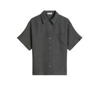 Kurzarmbluse MARC O'POLO "mit breiter Kellerfalten im Rücken", Damen, Gr. 34, oxide grau, Obermaterial: 100% Leinen, unifarben, regular fit normal, Blusen (56515603-34) oxide grau