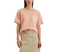 T-Shirt MARC O'POLO "mit aufgesetzter Satin-Tasche", Damen, Gr. S, orange (mellow peach), Obermaterial: 100% Baumwolle, unifarben, Basic, loose fit, Rundhals, Kurzarm normaler Saum, Shirts (24988644-S