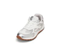 Sneaker MARC O'POLO "mit weitmaschigem Mesh-Einsatz", Damen, Gr. 40, cloudy weiß, light silber, Obermaterial: 80% Polyester, 20% Leder, unifarben, Schuhe (23388600-40) cloudy weiß, light silber