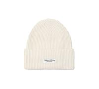 Beanie MARC O'POLO, Damen, beige, Rippstrick, Baumwolle, casual, Mützen, breiter Umschlag, Markenlabel, Rippstrick (85585360-0) beige