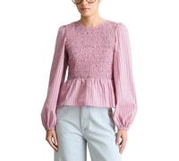 Langarmbluse MARC O'POLO DENIM "mit gesmoktem Oberteil", Damen, Gr. L, light pink, Obermaterial: 69% Baumwolle, 31% Lyocell, gestreift, slim fit bauchfrei, Manschette, Blusen (51398706-L) light pink