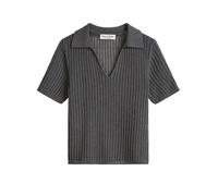 Polokragenpullover MARC O'POLO "aus Bio-Baumwolle-Leinen-Mix", Damen, Gr. L, oxide grau, Obermaterial: 90% Baumwolle, 10% Leinen, unifarben, Pullover (17897053-L) oxide grau