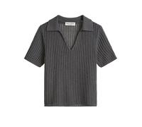 Polokragenpullover MARC O'POLO "aus Bio-Baumwolle-Leinen-Mix", Damen, Gr. S, oxide grau, Obermaterial: 90% Baumwolle, 10% Leinen, unifarben, Pullover (17897053-S) oxide grau