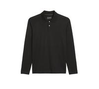 Langarm-Poloshirt MARC O'POLO, Herren, Gr. XXL, schwarz, Jersey, Obermaterial: 100% Baumwolle, regular fit, Shirts (71607027-XXL) schwarz