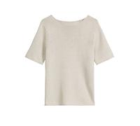 Strickpullover MARC O'POLO "aus Organic-Cotton-Leinen-Mix", Damen, Gr. S, grau silk, Obermaterial: 52% Baumwolle, 48% Leinen, unifarben, Rundhals, Pullover Strickpullover (18264063-S) grau silk