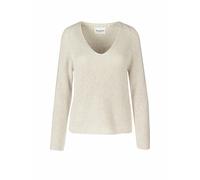 Strickpullover MARC O'POLO Gr. XL, beige Damen Pullover Strickpullover V-Pullover Grobstrickpullover mit dekorativem Strickmuster am Ärmel und V-Neck (87924020-XL)