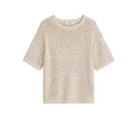 Strickpullover MARC O'POLO "aus Bändchengarn", Damen, Gr. XS, grau silk, Obermaterial: 70% Baumwolle, 30% Polyester, unifarben, Rundhals, Pullover Strickpullover (95620212-XS) grau silk