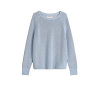 Rundhalspullover MARC O'POLO "aus Heavy-Weight-Organic-Cotton", Damen, Gr. XS, soft sea, Obermaterial: 100% Baumwolle, unifarben, Rundhals, Pullover Rundhalspullover (75508428-XS) soft sea