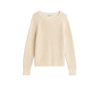 Rundhalspullover MARC O'POLO "aus Heavy-Weight-Organic-Cotton", Damen, Gr. L, raw cream, Obermaterial: 100% Baumwolle, unifarben, Rundhals, Pullover Rundhalspullover (33770956-L) raw cream