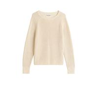 Rundhalspullover MARC O'POLO "aus Heavy-Weight-Organic-Cotton", Damen, Gr. S, raw cream, Obermaterial: 100% Baumwolle, unifarben, Rundhals, Pullover Rundhalspullover (33770956-S) raw cream
