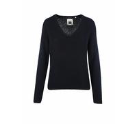 Marc O'Polo Strickpullover mit dekorativem Strickmuster am Ärmel und V-Neck, marine