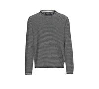 Rundhalspullover MARC O'POLO "aus Bio-Baumwolle und Leinen", Herren, Gr. XL, schwarz navy, Obermaterial: 87% Baumwolle, 13% Leinen, gestreift, Rundhals, Pullover Rundhalspullover (74044717-XL) schwarz