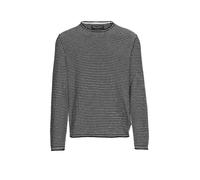 Rundhalspullover MARC O'POLO "aus Bio-Baumwolle und Leinen", Herren, Gr. XXL, schwarz navy, Obermaterial: 87% Baumwolle, 13% Leinen, gestreift, Rundhals, Pullover Rundhalspullover (74044717-XXL) schwa