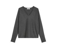 Strickpullover MARC O'POLO "aus weichem Schurwolle-Viskose-Mix", Damen, Gr. XS, night grau melange, Obermaterial: 50% Schurwolle, 33% Viskose, 17% Polyamid, unifarben, casual, V-Ausschnitt, Langarm, P