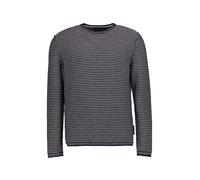 Rundhalspullover MARC O'POLO "aus Bio-Baumwolle und Leinen", Herren, Gr. L, schwarz navy, Obermaterial: 87% Baumwolle, 13% Leinen, gestreift, Rundhals, Pullover Rundhalspullover (74044717-L) schwarz n