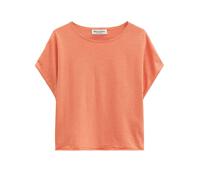 Strickpullover MARC O'POLO "aus Bio-Baumwolle-Leinen-Mix", Damen, Gr. XL, warm orange, Obermaterial: 90% Baumwolle, 10% Leinen, unifarben, Rundhals, Pullover Strickpullover (77415510-XL) warm orange