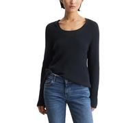 Marc O'Polo Strickpullover mit dekorativem Strickmuster am Ärmel und V-Neck, marine