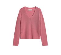Strickpullover MARC O'POLO "aus Organic Cotton-Qualität", Damen, Gr. M, pink (berry rose), Obermaterial: 100% Baumwolle, unifarben, V-Ausschnitt, Pullover Strickpullover (17837552-M) berry rose
