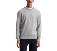 Rundhalspullover MARC O'POLO "aus Bio-Baumwoll-Piqué", Herren, Gr. L, silber grau melange, Obermaterial: 100% Baumwolle, unifarben, Rundhals, Pullover Rundhalspullover (15529713-L) silber grau melange