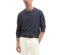 Rundhalspullover MARC O'POLO "aus Bio-Baumwolle und Leinen", Herren, Gr. L, faded blau, Obermaterial: 90% Baumwolle, 10% Leinen, unifarben, Rundhals, Pullover Rundhalspullover (98644567-L) faded blau